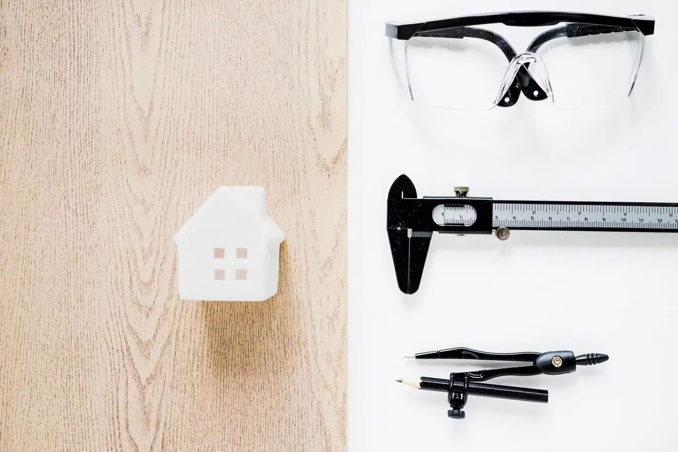 Werkzeuge in der Nähe eines Spielzeughauses